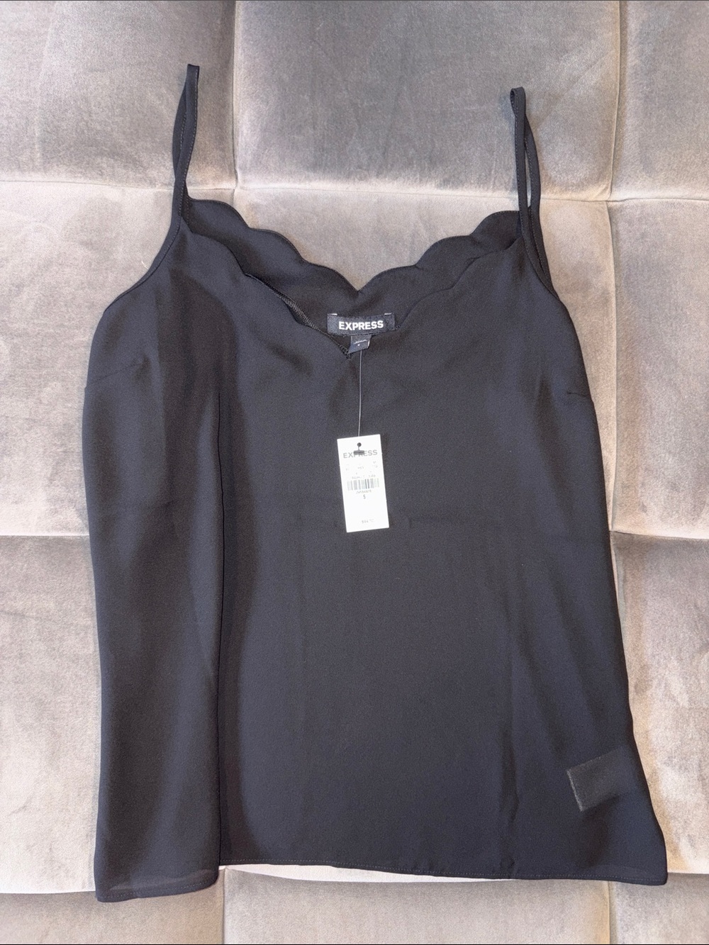 Express Black Scallop-Edge Slip Cami Tank